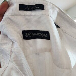 Men's White Buttoned Shirt | Hathaway Platinum | Size Large